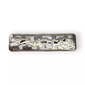 Antique Guatemalan Mayan Bar Brooch 900 Silver Ethnic People Vintage 1920s MTR